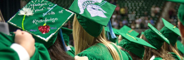 Graduation hero MSU stock photos