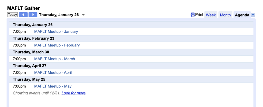Meetup Calendar - screenshot