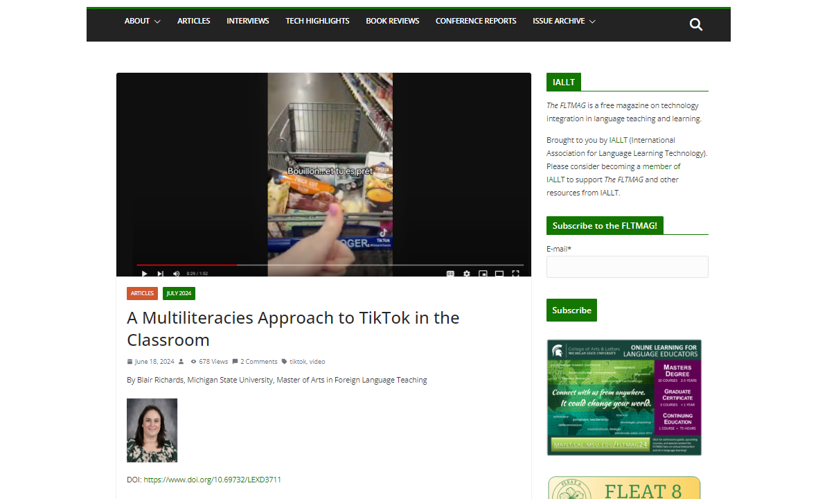Read more about the article Multiliteracies in Research, Pedagogy and Outreach