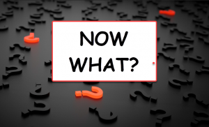 Now What? image with a field of question marks