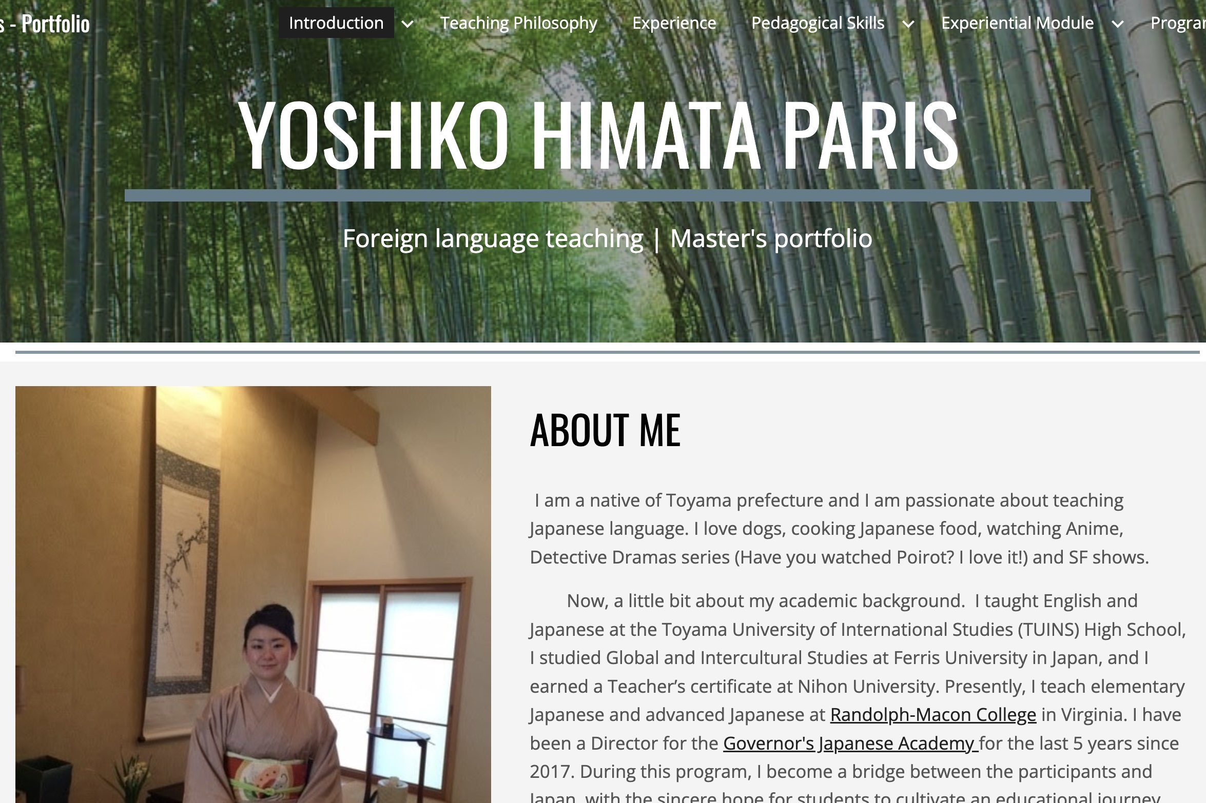 Yoshiko Himata Paris - Portfolio Screenshot