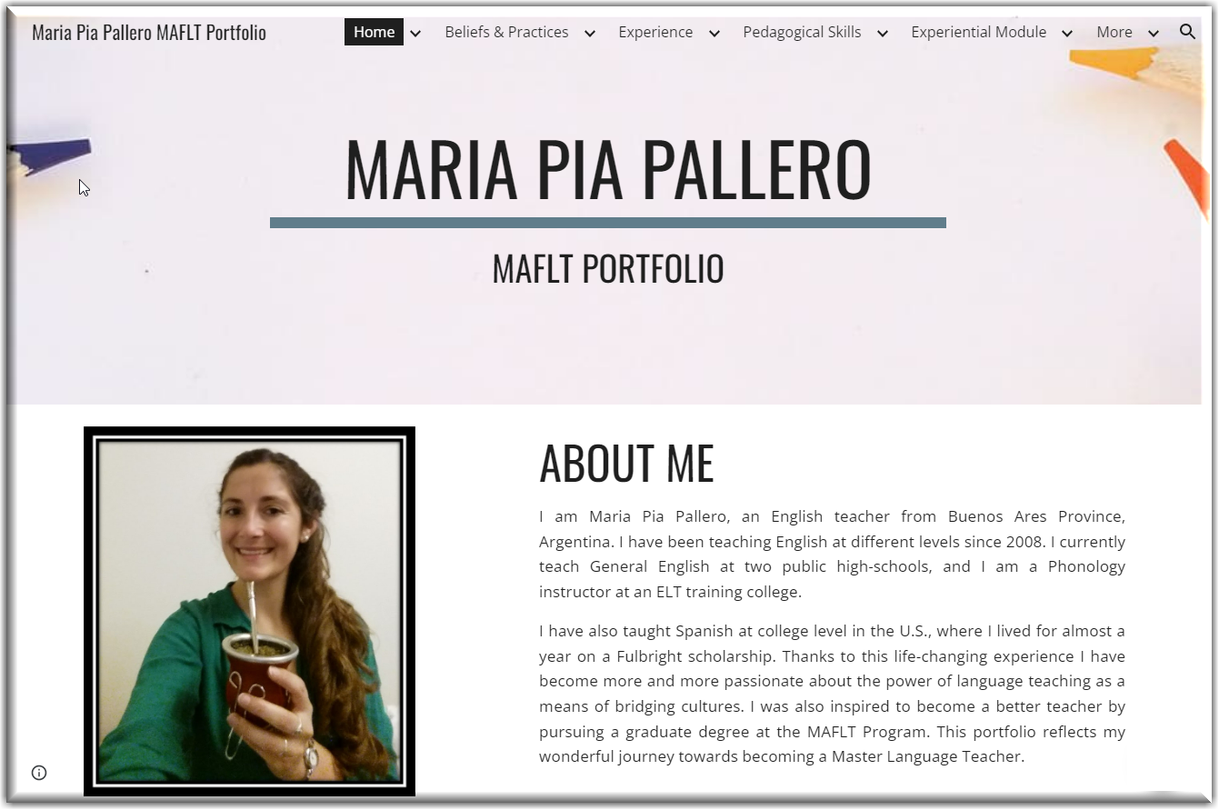 Home page of Pia Pallero's portfolio