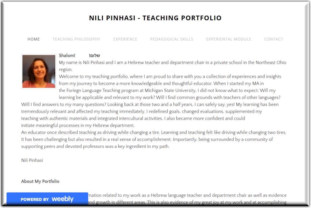 Home Page of Nili Pinhasi's portfolio