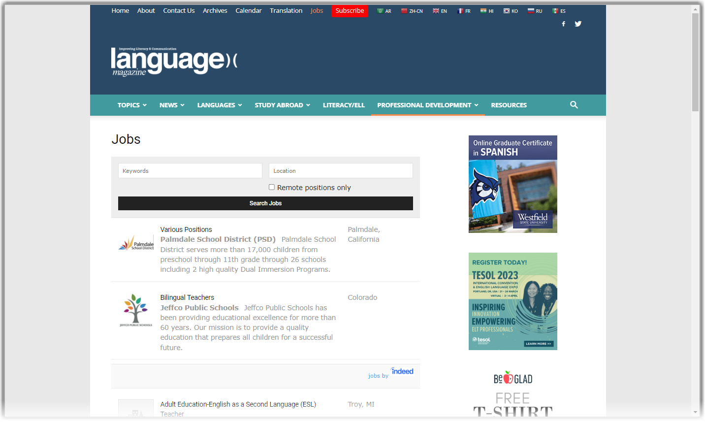 Read more about the article Language Magazine Jobs Board