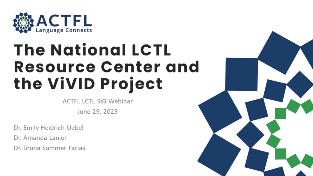 NLRC and ViVID - ACTFL Webinar - post