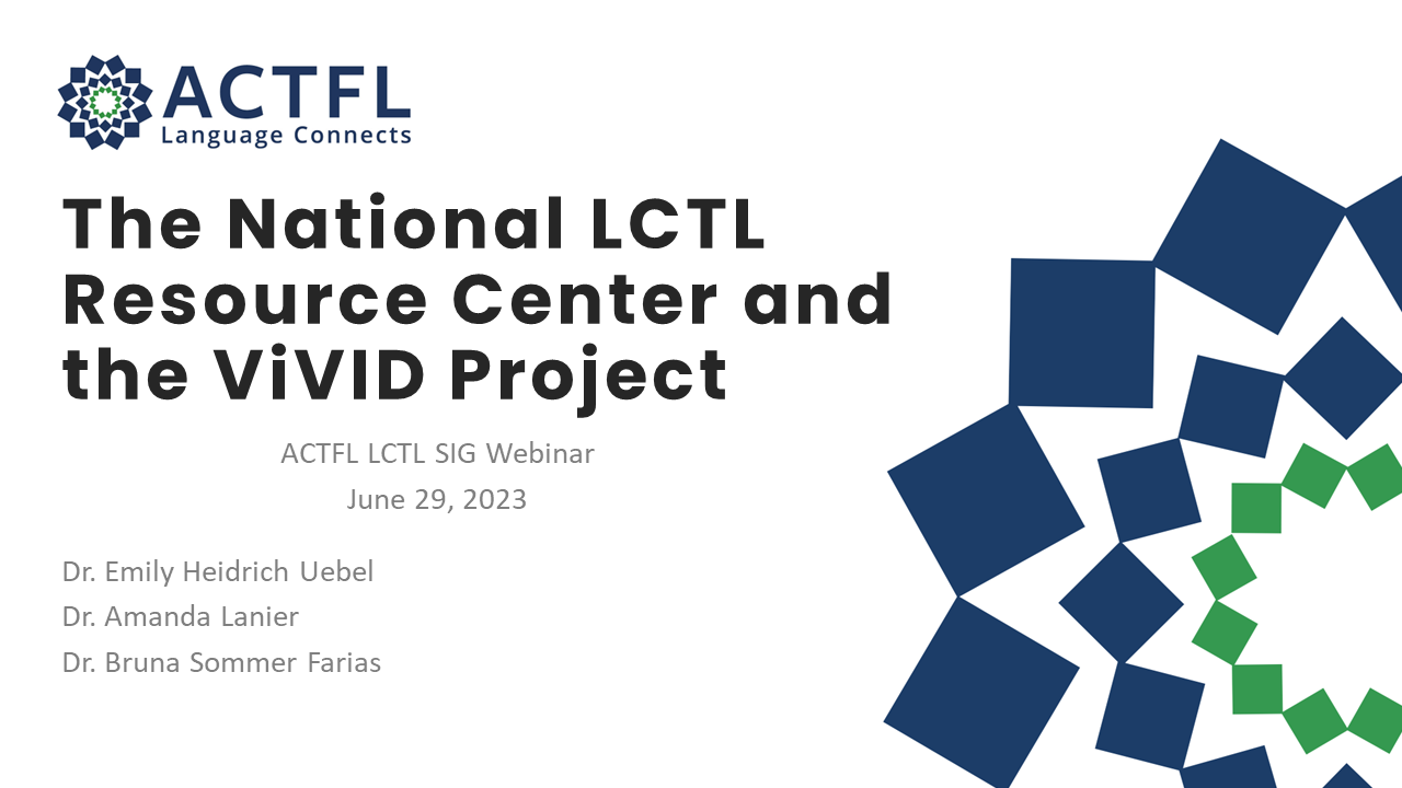 LCTL Special Interest Group – ACTFL Webinar
